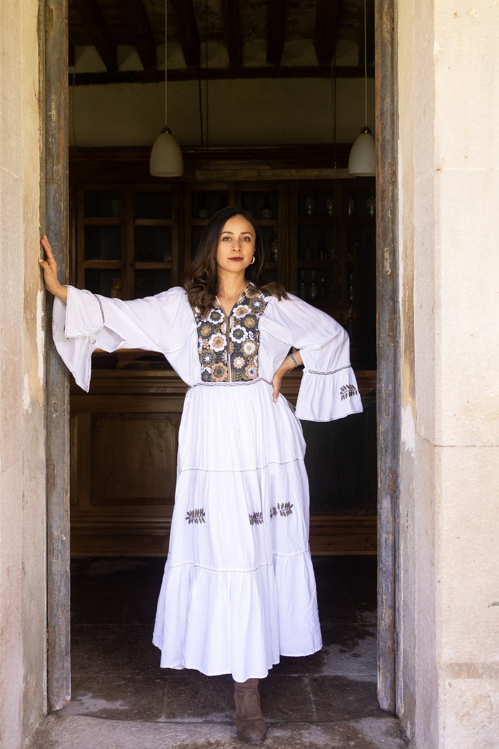 Vestido Flor - Vestido artesanal, bordado a mano de Chiapas